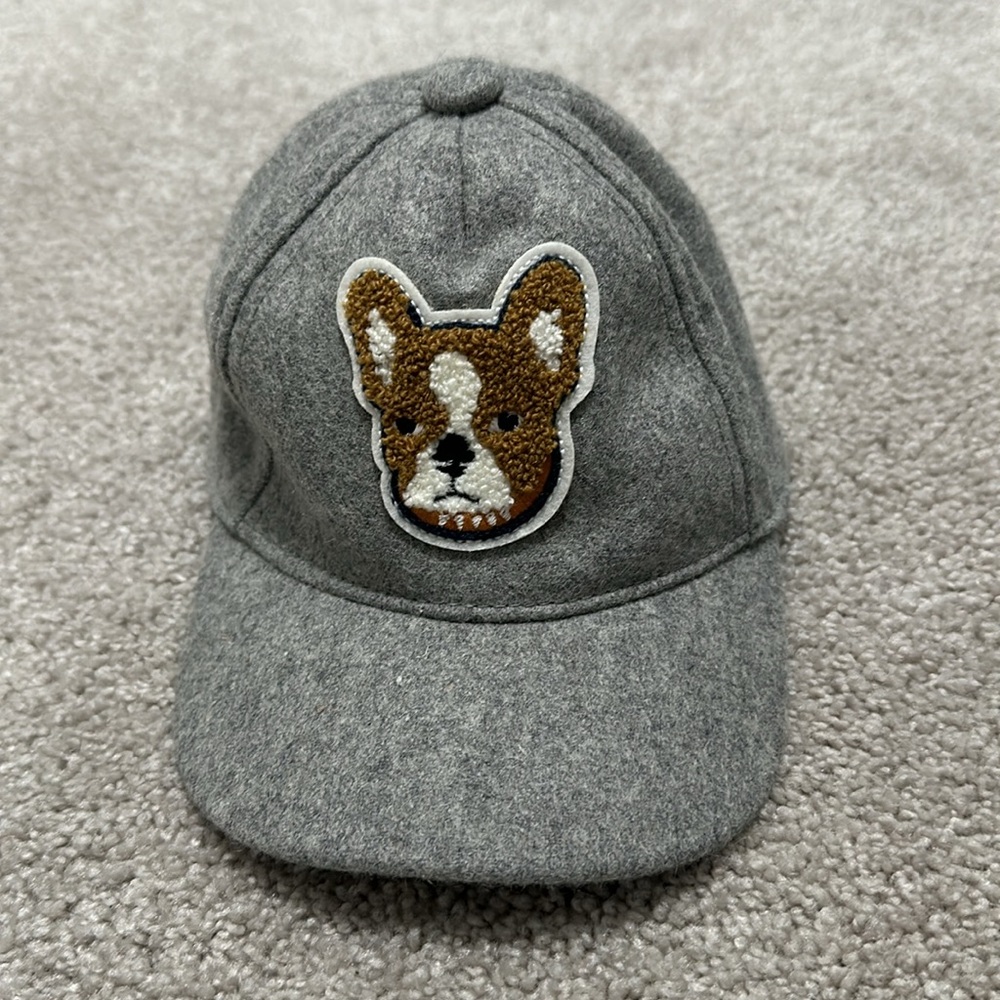 Janie and Jack Grey French Bulldog Patch Cap - Size 6-12 months